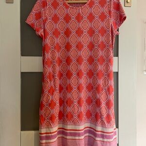 Cabana Life Coral and Pink Geometric coverup/dress